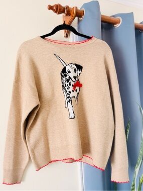 Kailey K Dog Graphic Sweater 1X cute bow detail - Women's Sweater